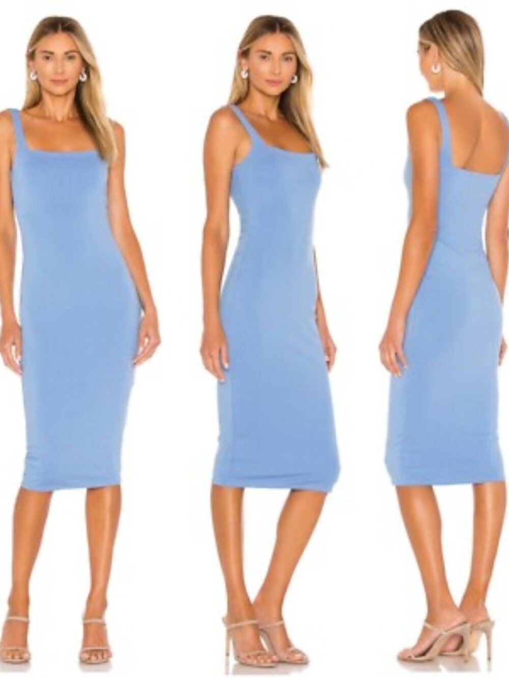 Lovers + Friends Medium Midi Dress Blue Donatella Sleeveless